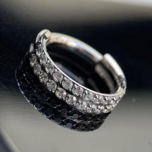 argolla bisagra doble linea cristal