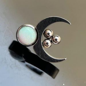 Luna creciente ópalo trio esferas blanco