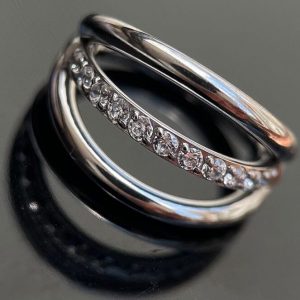 Argolla bisagra línea cristal doble línea lisa