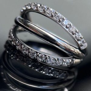 Argolla triple línea cristal línea lisa