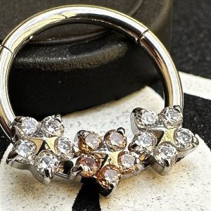 Argolla bisagra flor cristal