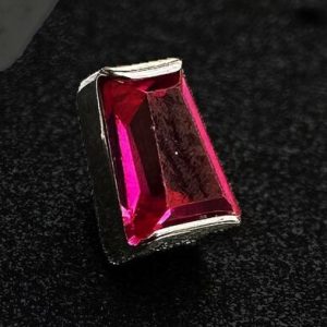 rectángulo cristal engarzado rosa